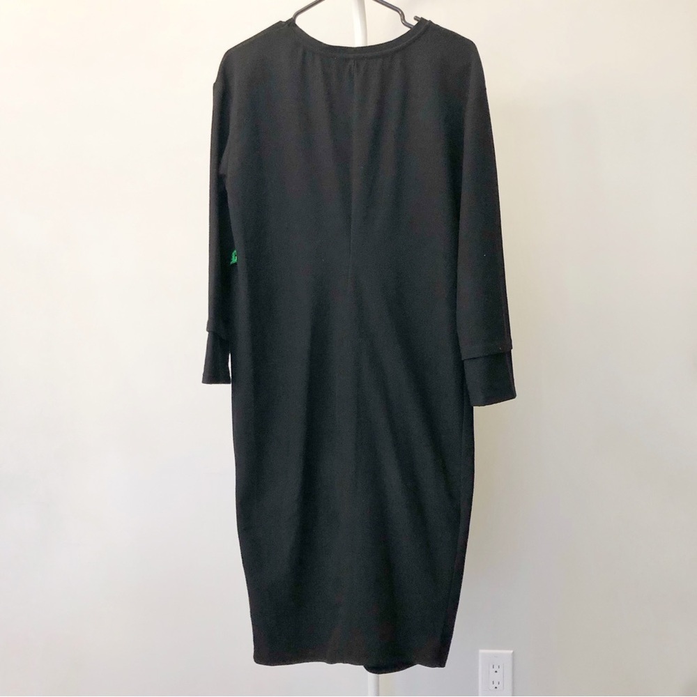 ZARA Black Minimalist Contemporary Relaxed Fit Long Sleeves Belted Midi Dress. - Picture 3 of 16